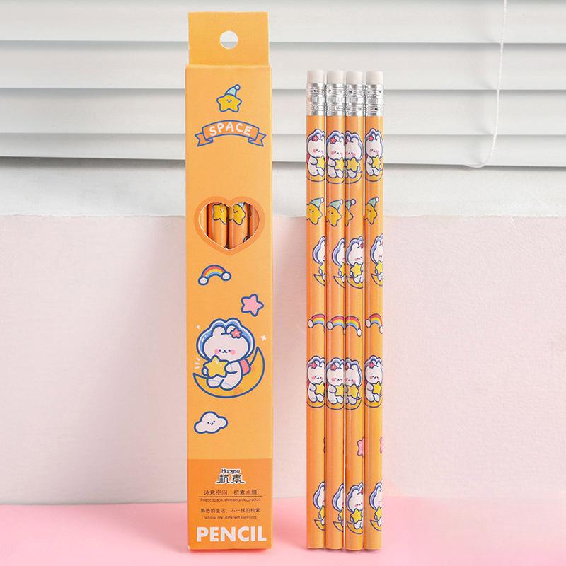 Wholesale Wooden Cartoon Astronaut Box 4 Pencils